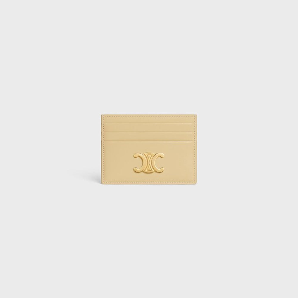 Celine CARD HOLDER TRIOMPHE IN Shiny calfskin (Spring Yellow)