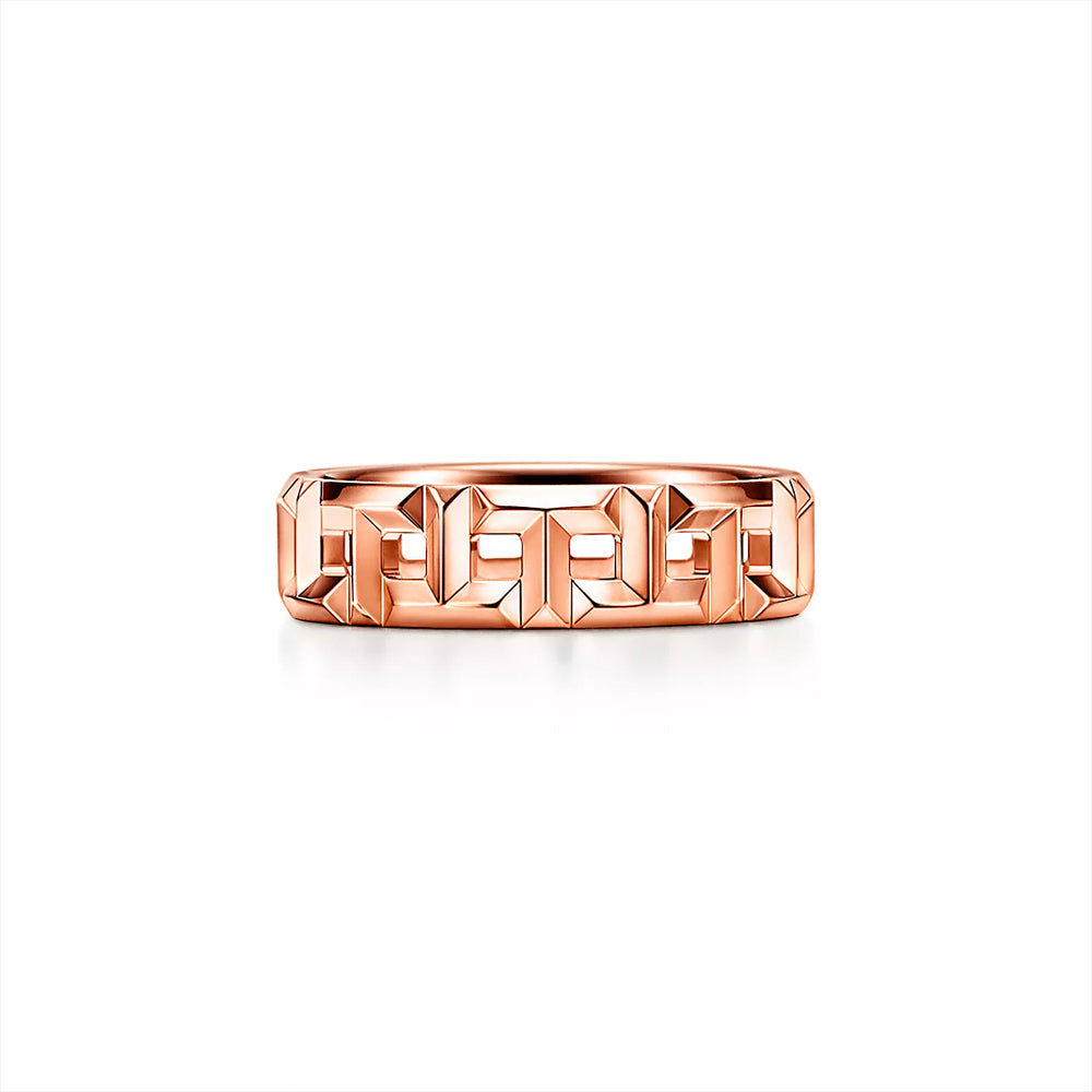 Tiffany & Co. 18k 玫瑰金 Tiffany T True 寬戒指，5.5 毫米