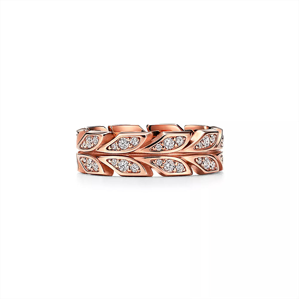 Tiffany & Co. Tiffany Victoria® Vine 玫瑰金鑲鑽戒指，6 毫米寬