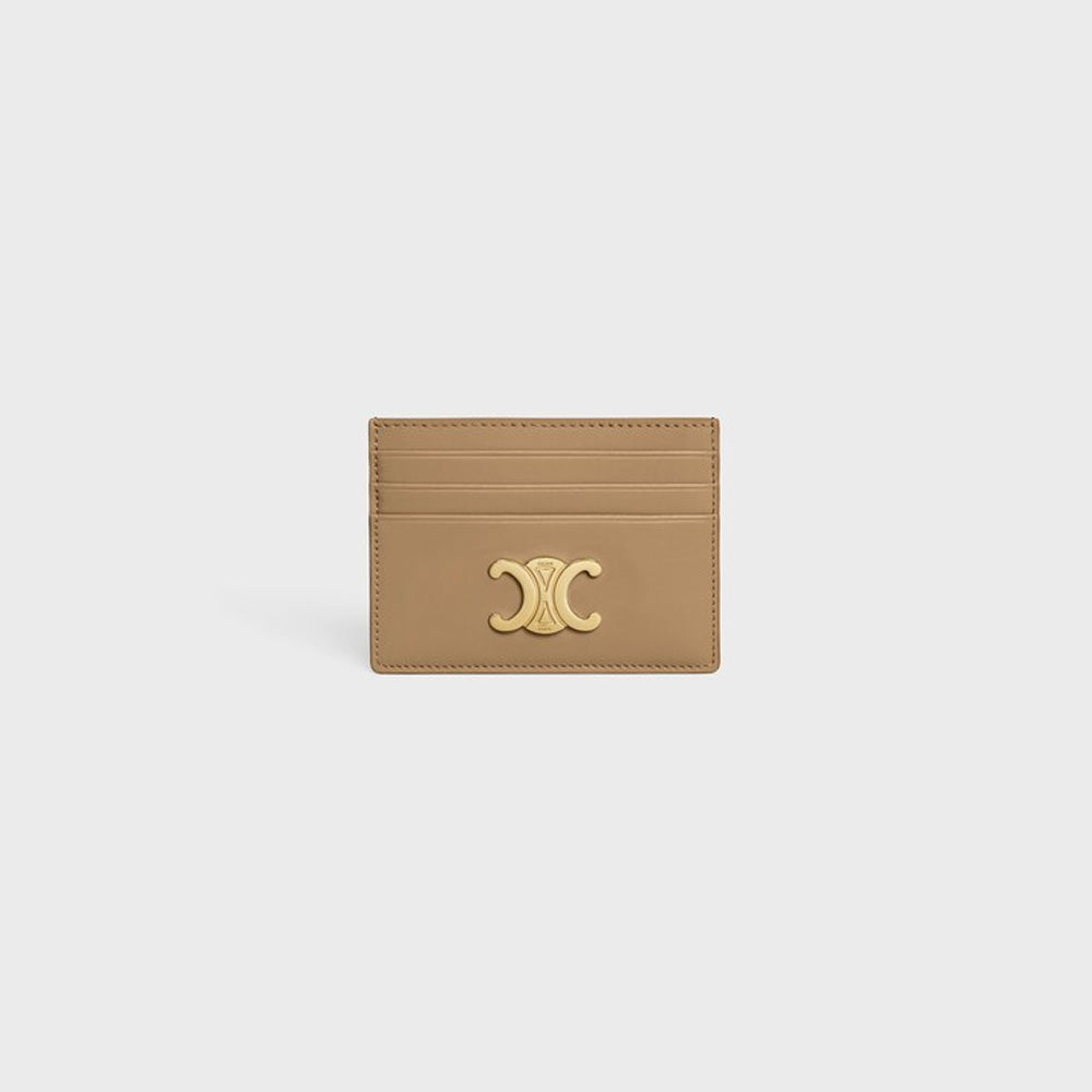 Celine CARD HOLDER TRIOMPHE IN Shiny calfskin (Smoked Brown)