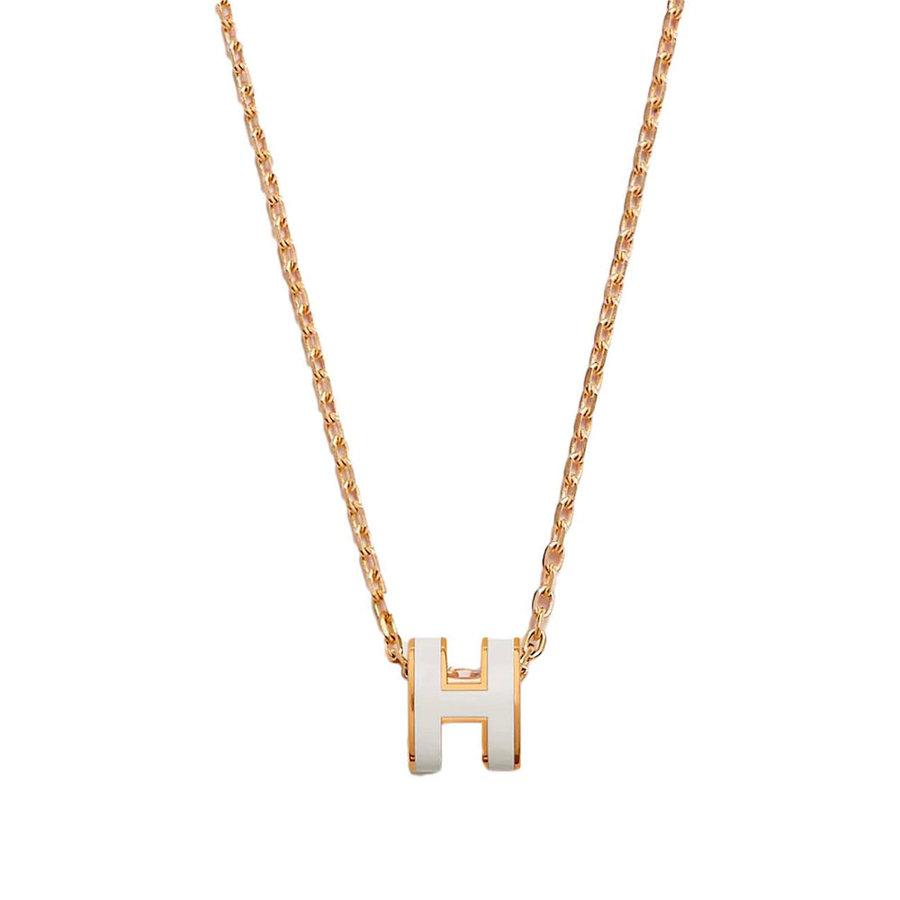 Hong Kong Stock - Hermes Mini Pop H Necklace (Blanc/Gold)