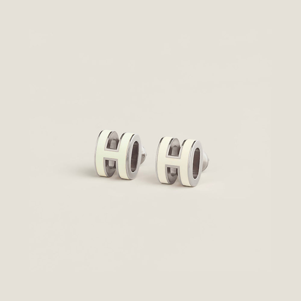 Hong Kong Stock - Hermes Mini Pop H Earrings (Blanc/Silver)