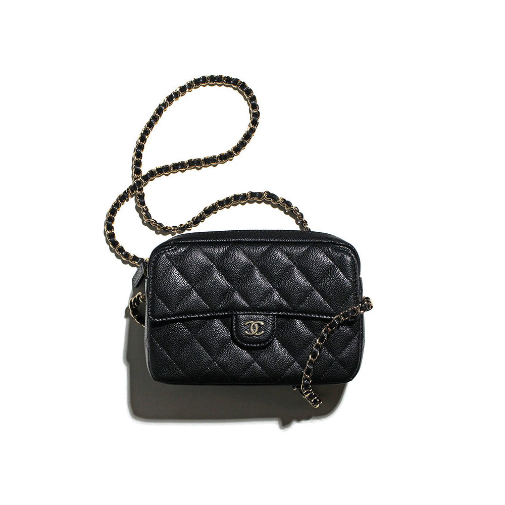 Hong Kong Stock - Chanel Black Calfskin Mini Camera Bag with Chain AP4425