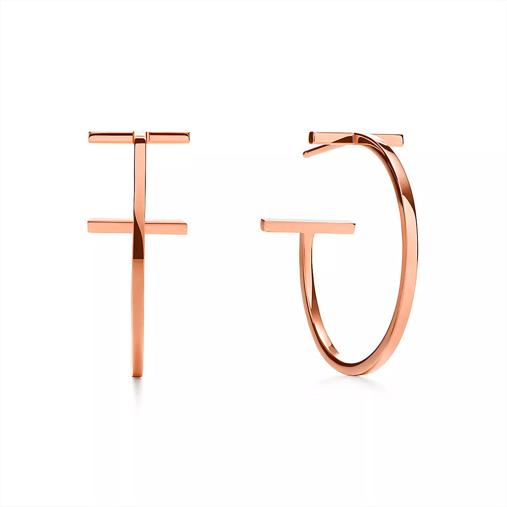 Tiffany & Co. 18k 玫瑰金蒂芙尼 T 圈形耳環