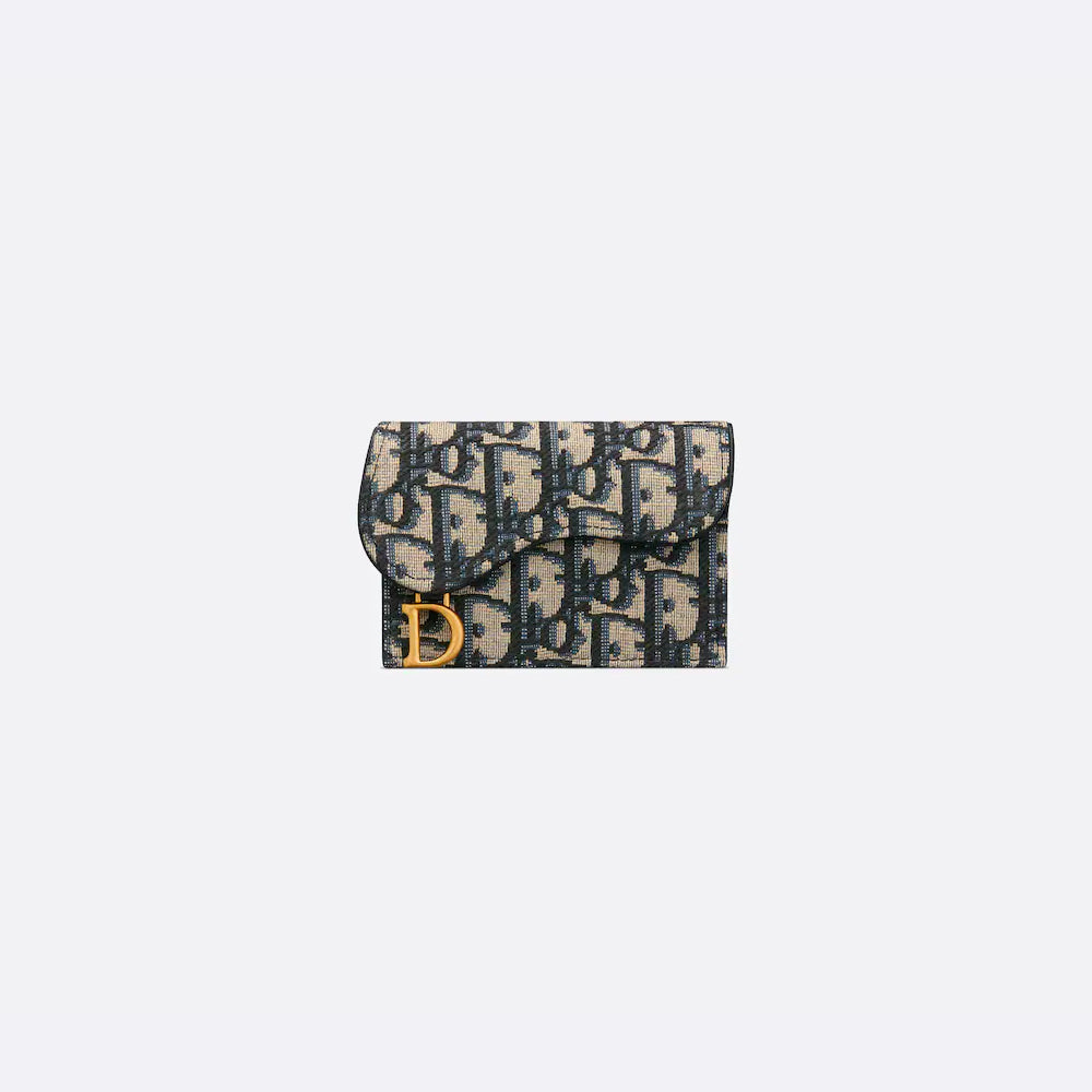 香港現貨 - Dior SADDLE FLAP 卡包（藍色 Dior Oblique 提花）