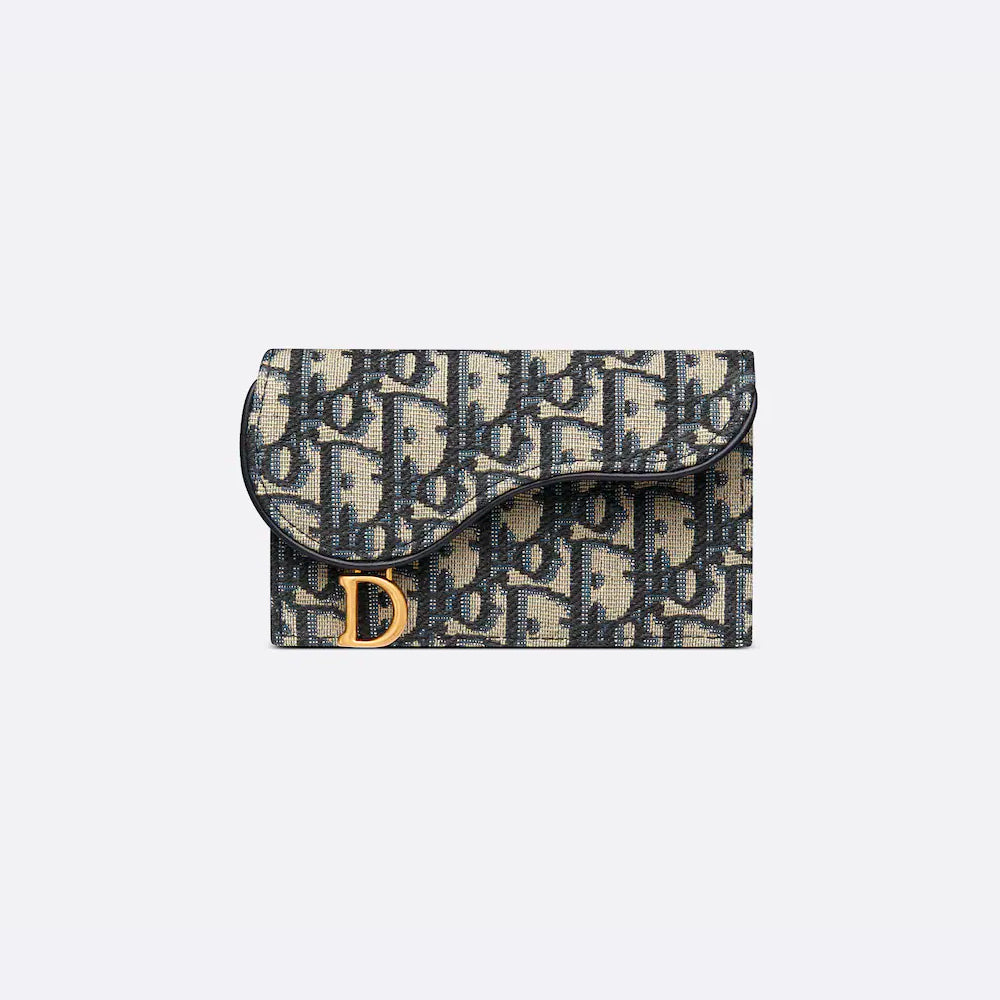 Hong Kong Stock - Dior SADDLE COSMOS ZIPPED CARD HOLDER (Blue Dior Oblique Jacquard)