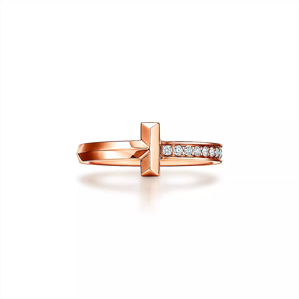 Tiffany & Co. Tiffany T T1 玫瑰金鑲鑽戒指，2.5 毫米