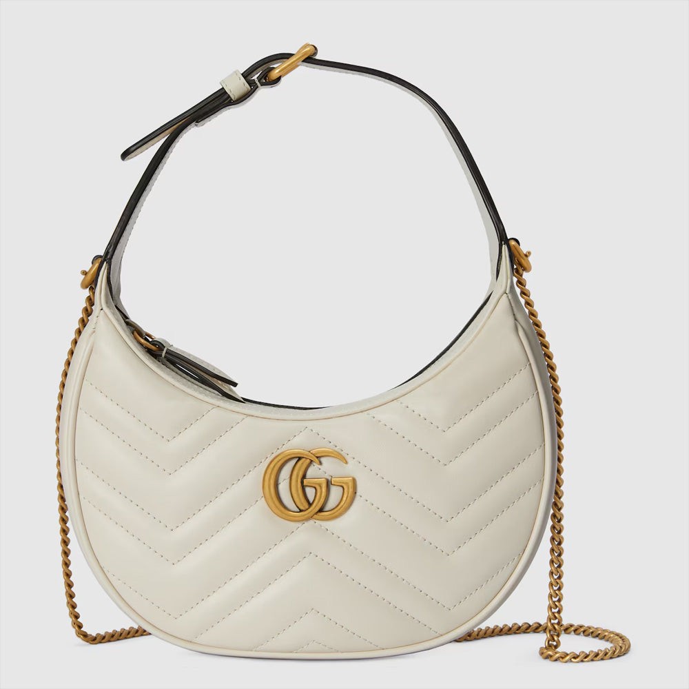 Gucci GG Marmont mini shoulder bag (White matelassé chevron leather)