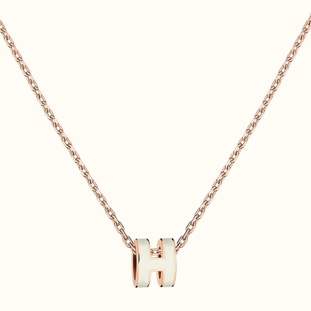 Hong Kong Stock - Hermes Mini Pop H Necklace (Blanc/Rose Gold)