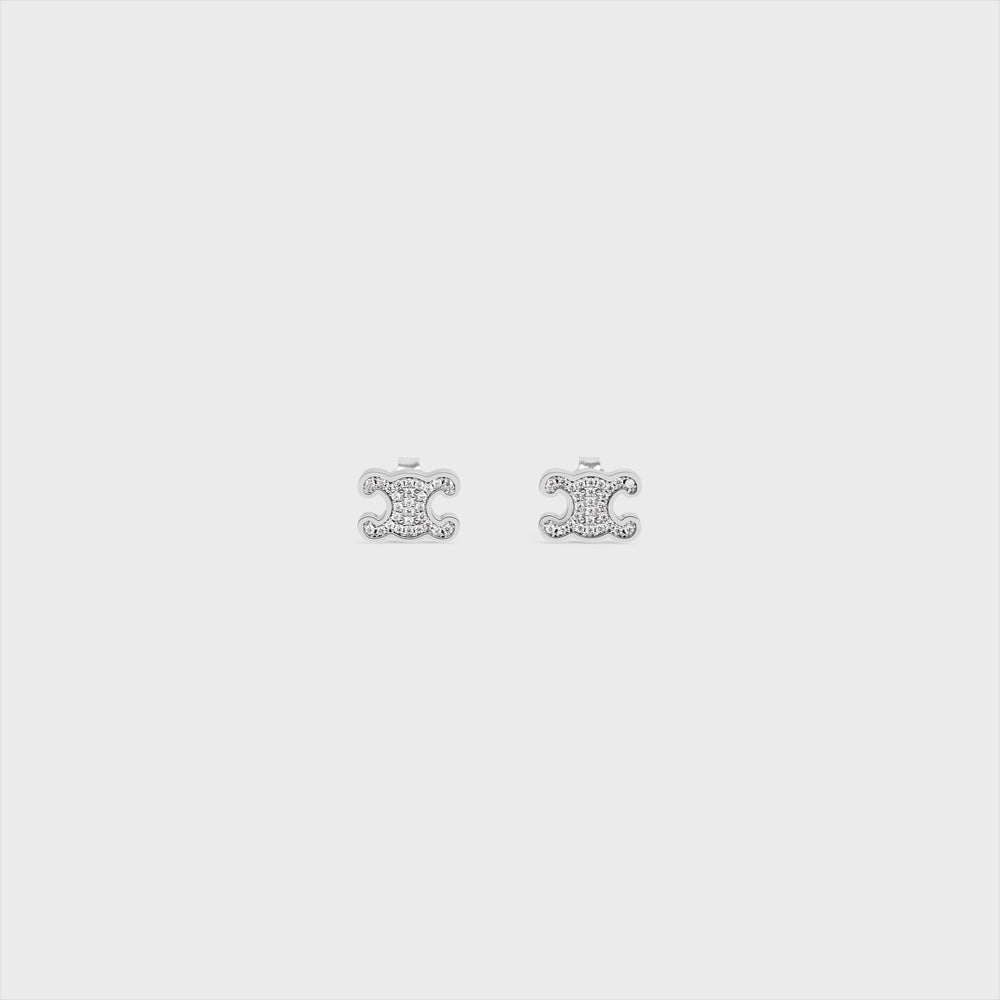 Celine Triomphe Rhinestone Studs in Strass and Brass with Gold Finish (SILVER)