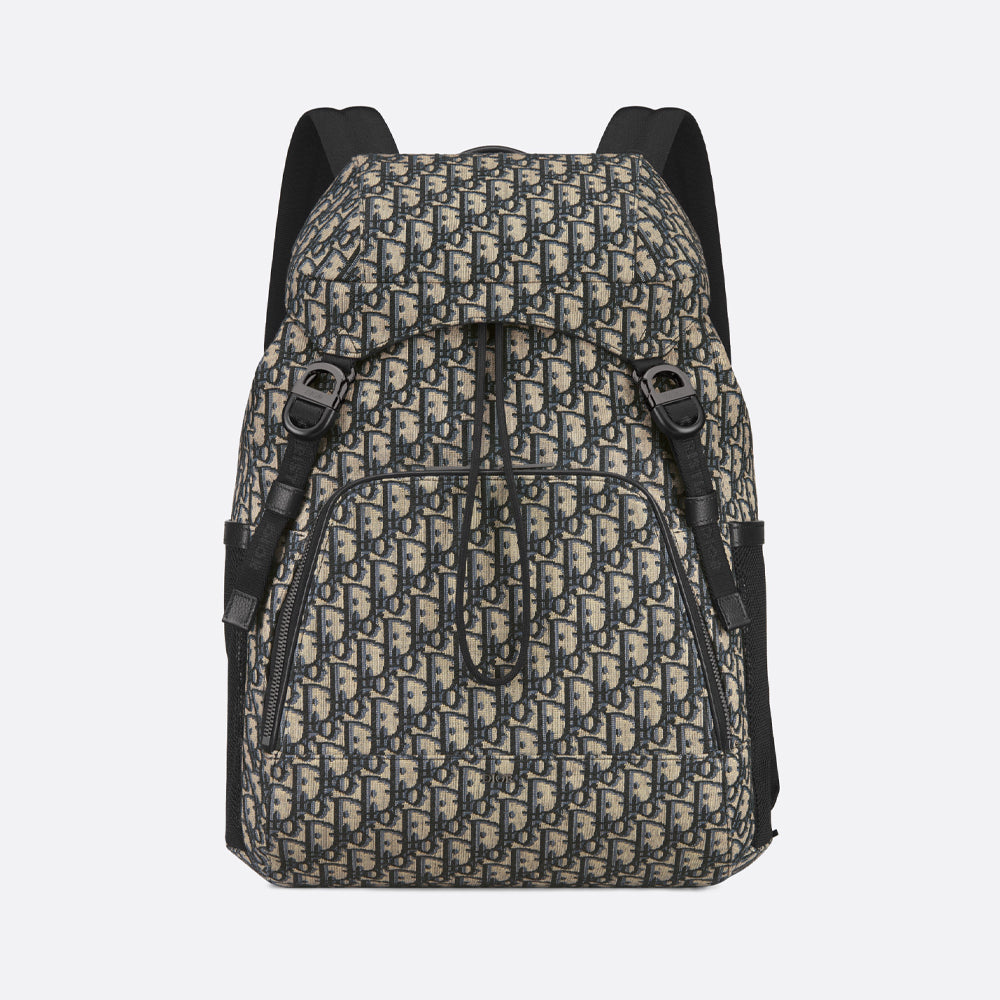 Dior Dior 8 Backpack with Flap (Beige and Black Dior Oblique Jacquard)