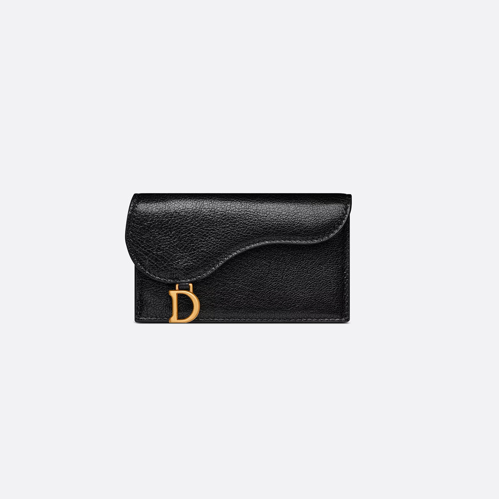 Hong Kong Stock - Dior SADDLE COSMOS ZIPPED CARD HOLDER (Black Goatskin)