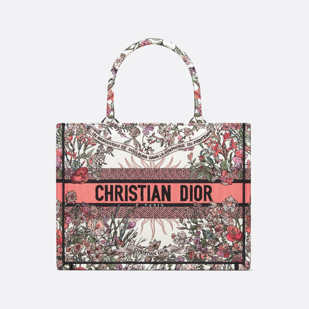 Dior 中 Dior Book 托特包（米色多色 Dior 4 Saisons Printemps Soleil 刺繡）