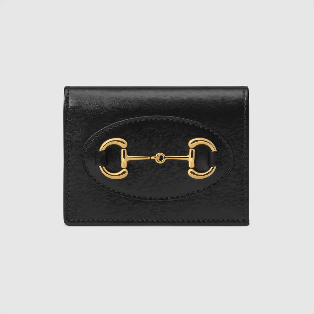 Gucci Horsebit 1955 卡片錢包，採用高級皮革製作，簡約經典款式。