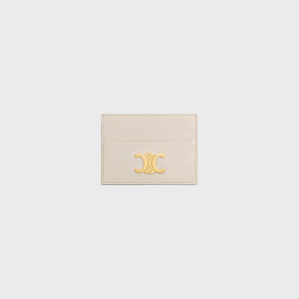 Celine CARD HOLDER TRIOMPHE IN Shiny calfskin (PALE BEIGE)