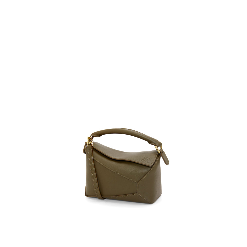 Loewe Mini Puzzle bag in classic calfskin (Dark Khaki Green)