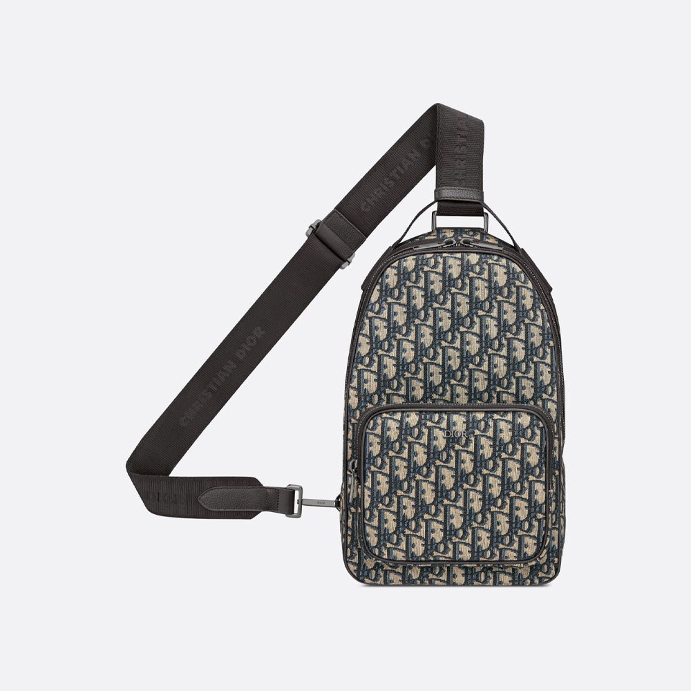 Dior Mini Rider Sling Bag (Beige and Black Dior Oblique Jacquard)