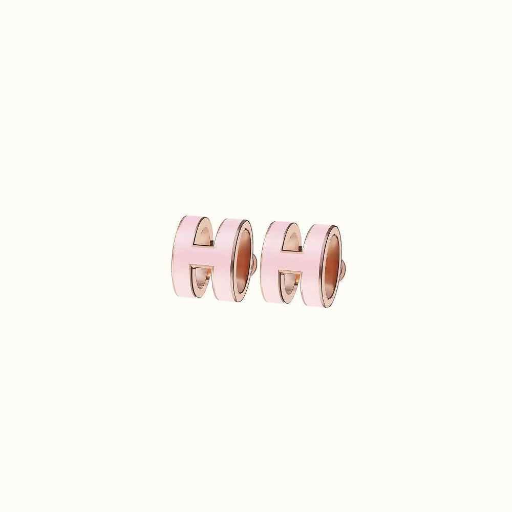 Hong Kong Stock - Hermes Mini Pop H Earrings (Pink/Rose Gold)