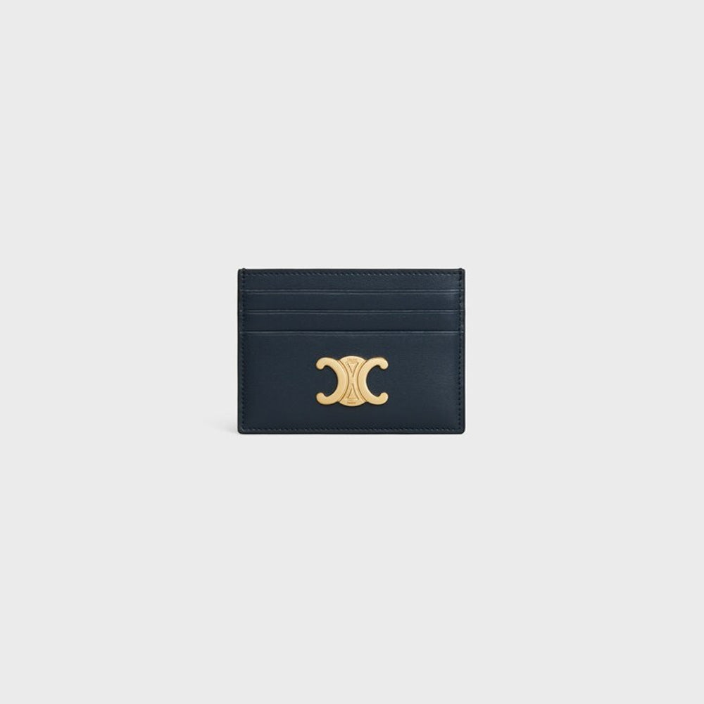 Celine CARD HOLDER TRIOMPHE IN Shiny calfskin (NAVY BLUE)
