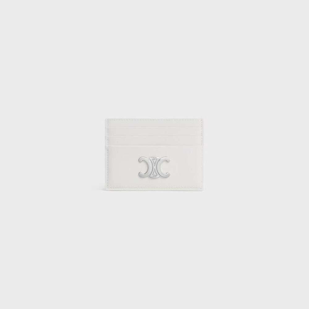 Celine CARD HOLDER TRIOMPHE IN Shiny calfskin (WHITE)