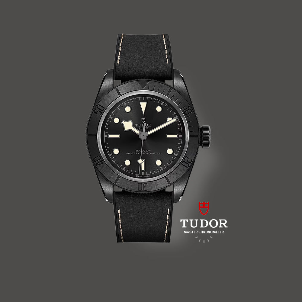 Tudor BLACK BAY CERAMIC 41mm ceramic case (Hybrid leather and rubber strap + Complimentary strap)