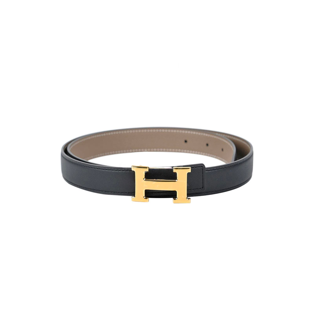 Hong Kong Stock - Hermes mini constance 24mm belt / black&etoupe reversible size 90