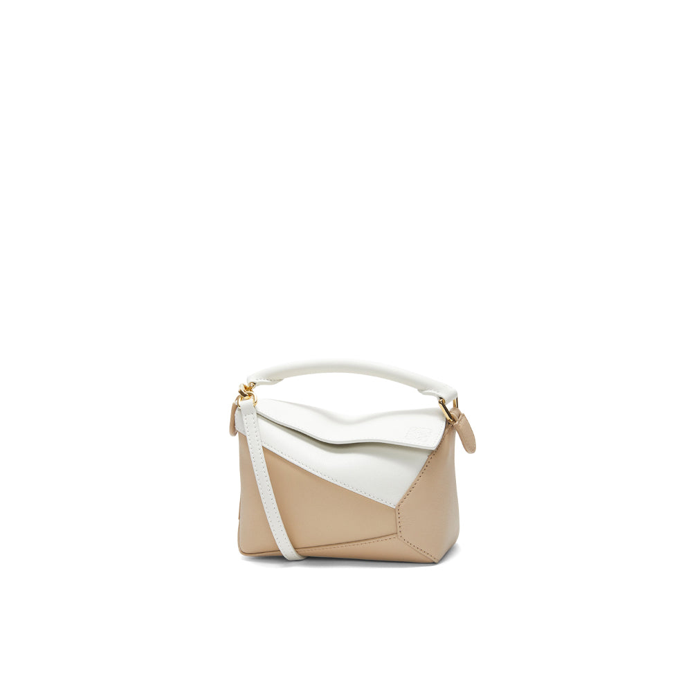 Loewe Mini Puzzle bag in classic calfskin (Soft White/Paper Craft)