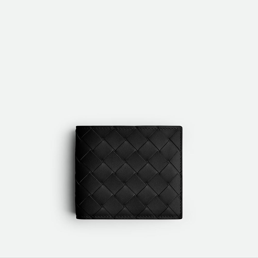 Bottega Veneta 編織皮革雙折錢包，附帶零錢包，採用經典編織設計，外觀簡約時尚，適合收納現金、卡片和零錢。