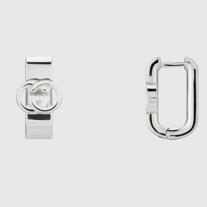 Gucci Interlocking Hoop Earrings in 925 Sterling Silver