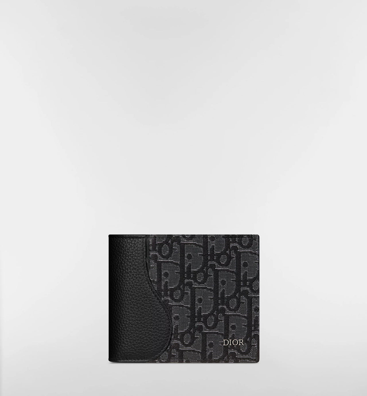 Dior Saddle Bifold Wallet (Black Grained Calfskin and Silver-Tone Metallic Dior)