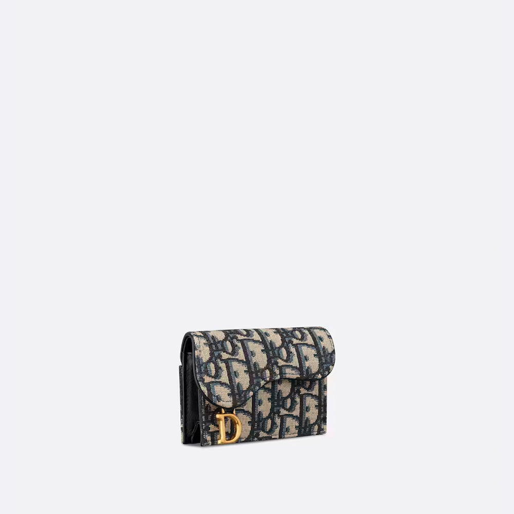 香港現貨 - Dior SADDLE FLAP 卡包（藍色 Dior Oblique 提花）