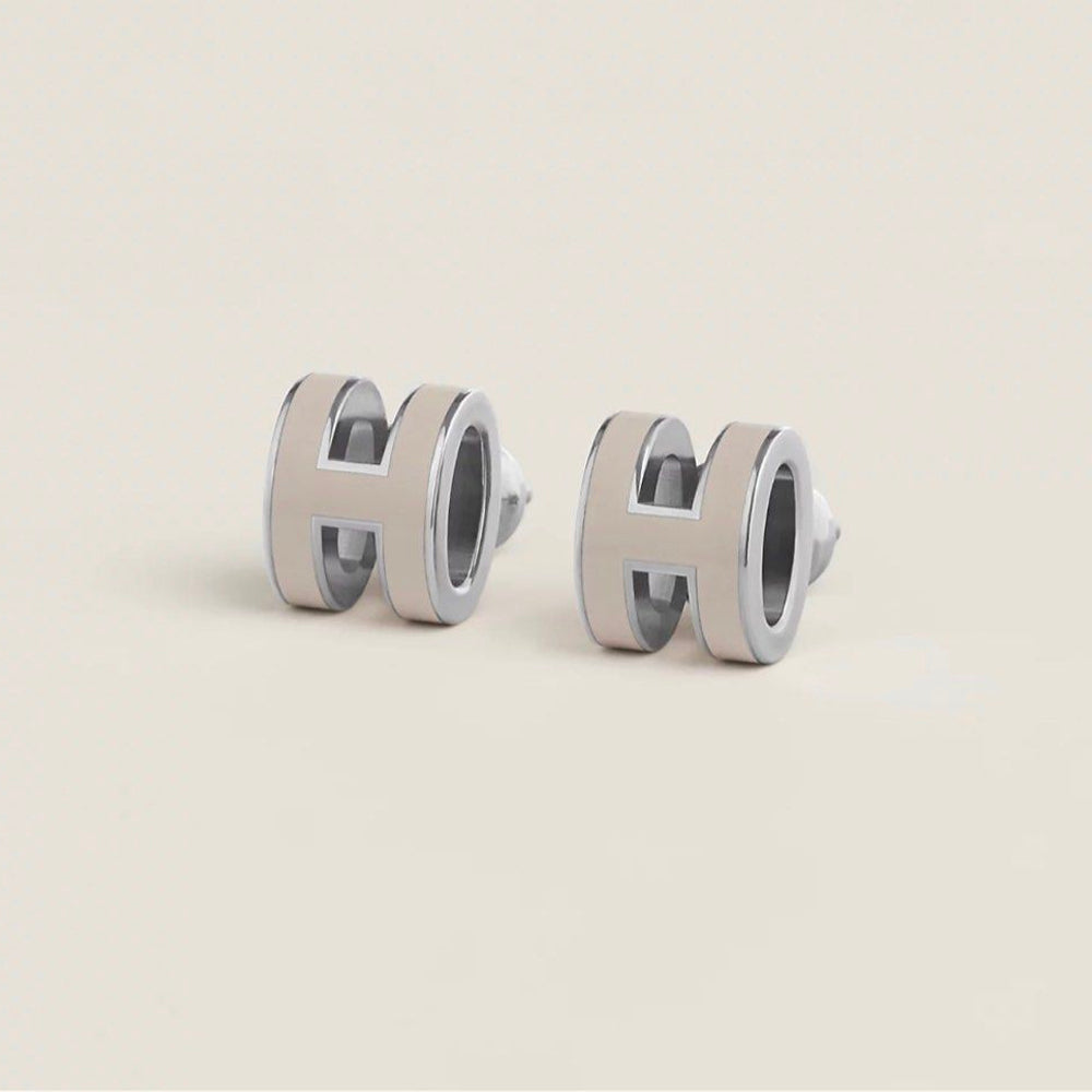 Hong Kong Stock - Hermes Mini Pop H Earrings (Marron Glace/Silver)