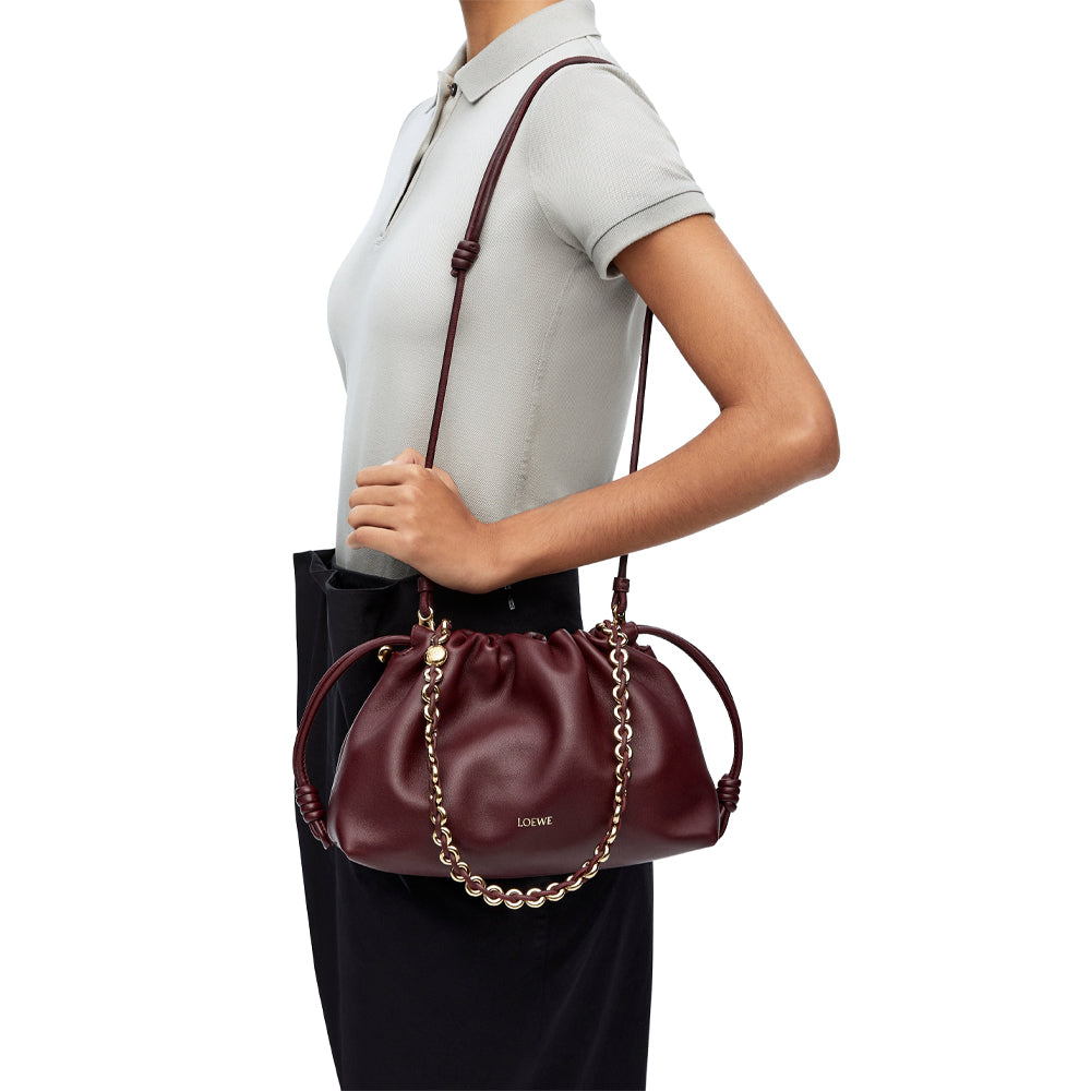 Loewe Medium Flamenco purse in mellow nappa lambskin (Dark Burgundy)