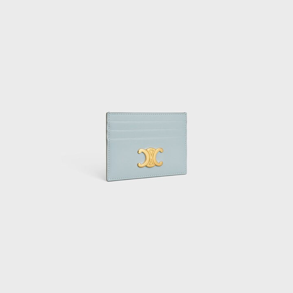 Celine CARD HOLDER TRIOMPHE IN Shiny calfskin (ICE BLUE)