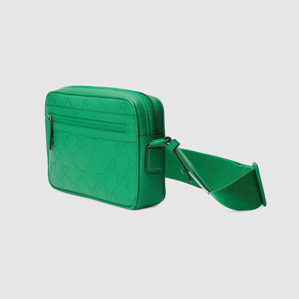 Gucci GG Rubber-Effect Crossbody Bag (Green GG rubber-effect