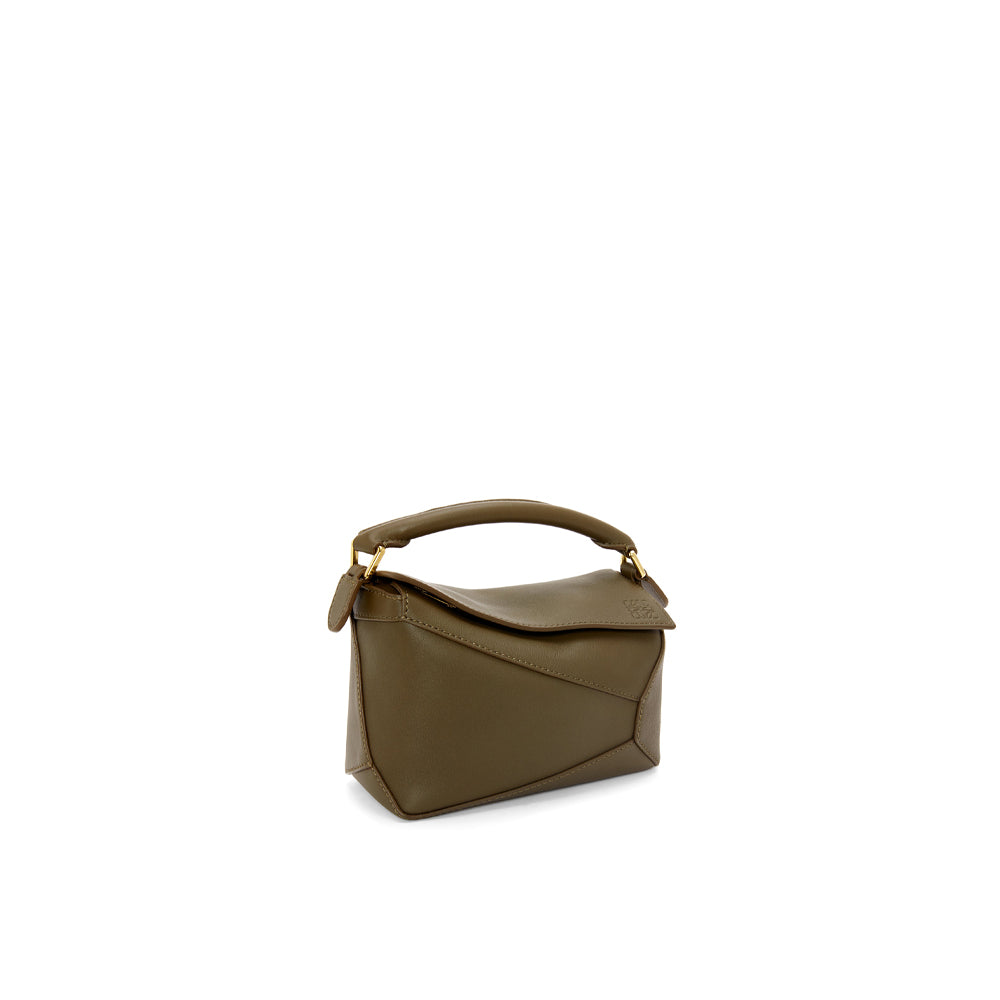 Loewe Mini Puzzle bag in classic calfskin (Dark Khaki Green)