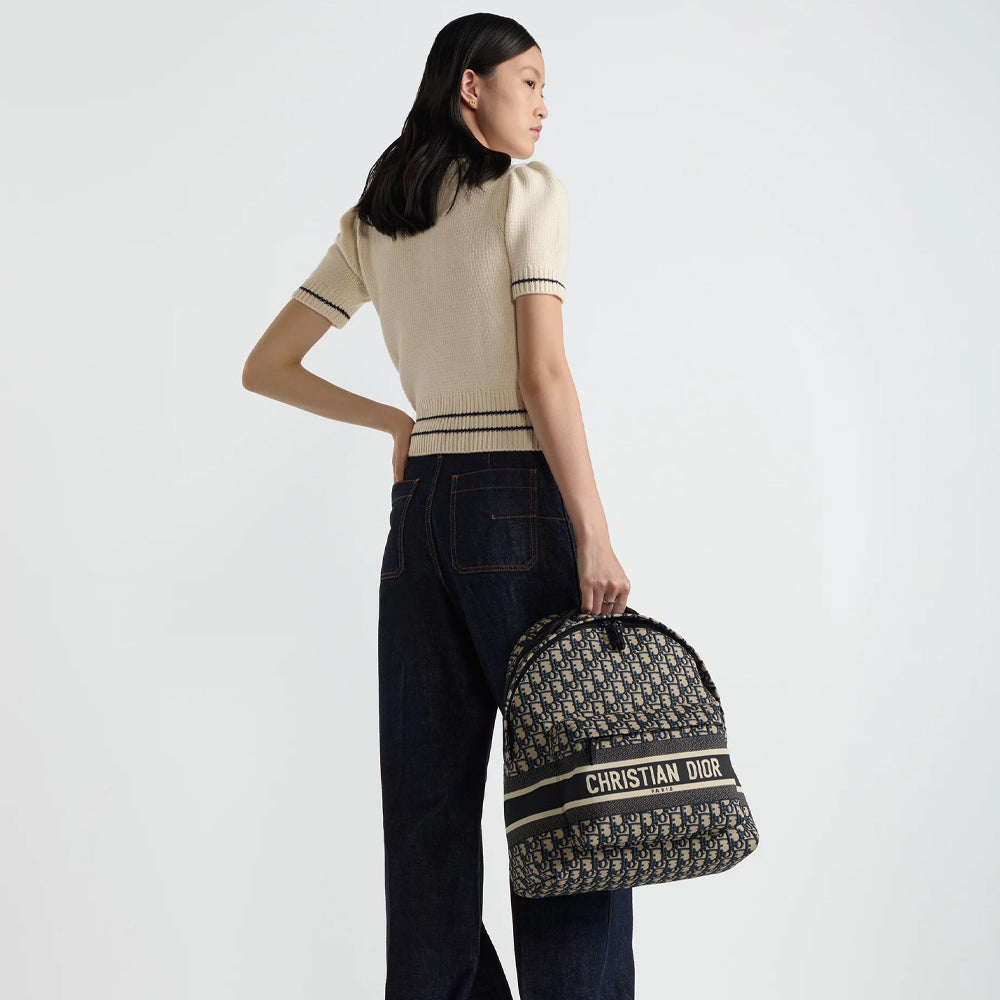 Dior Travel Backpack (Blue Dior Oblique Jacquard)