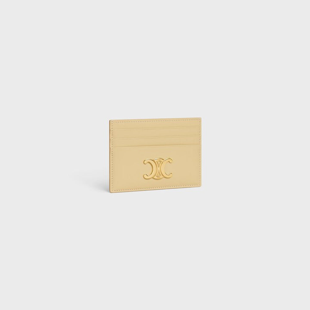 Celine CARD HOLDER TRIOMPHE IN Shiny calfskin (Spring Yellow)