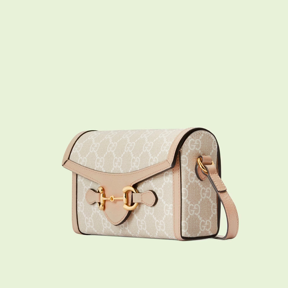Hong Kong Stock - Gucci Horsebit 1955 mini bag (Beige and white GG Supreme canvas)
