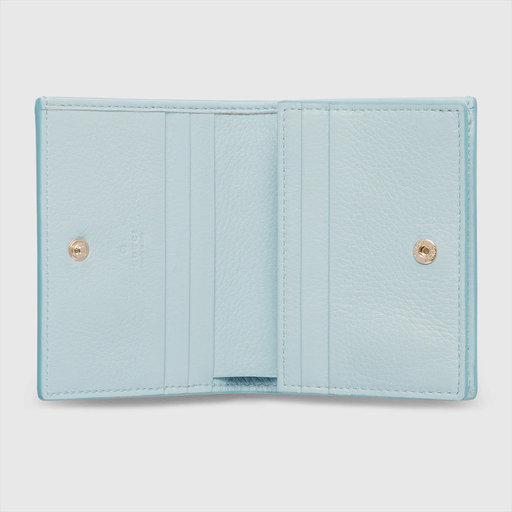 Gucci GG Emblem 迷你錢包，設計小巧輕便，配有品牌雙G標誌。