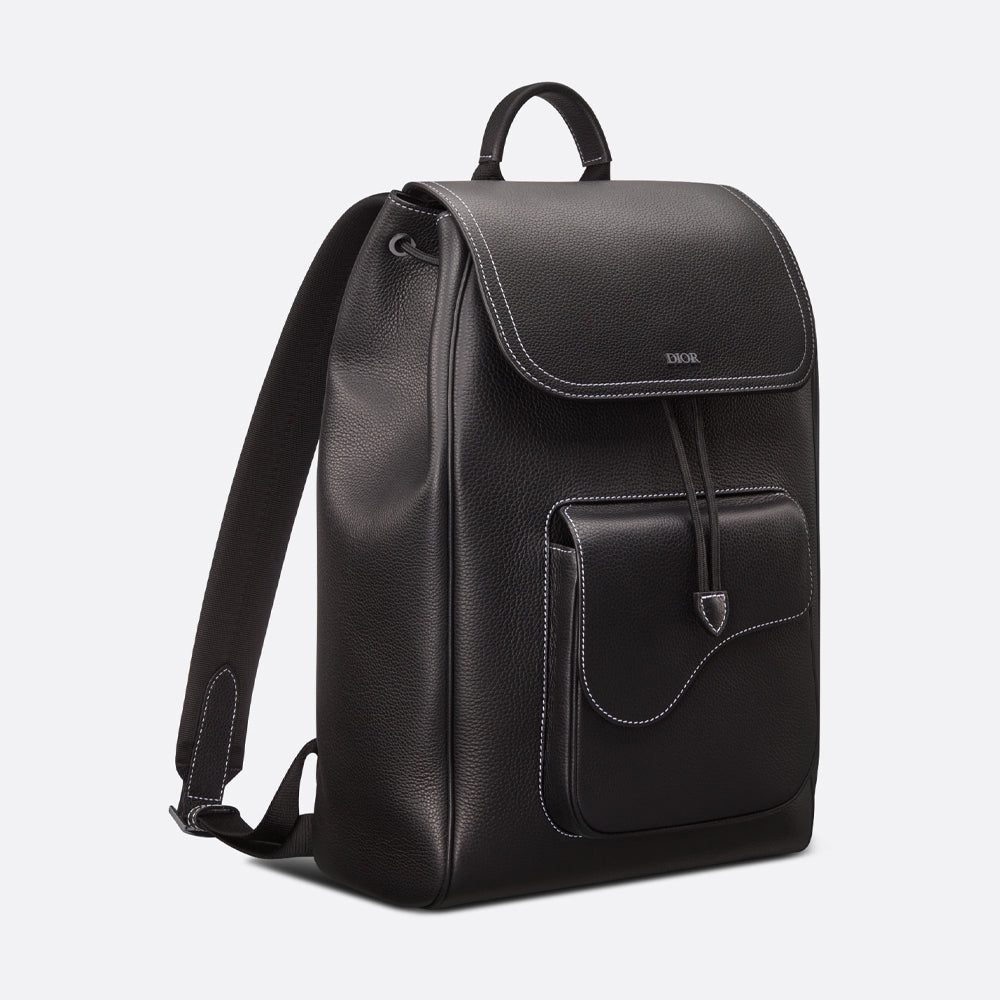 Dior Saddle Backpack (Black Grained Calfskin)