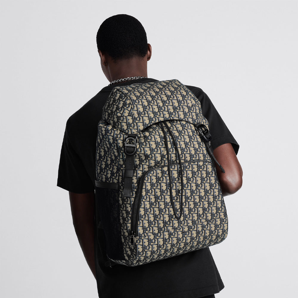 Dior Dior 8 Backpack with Flap (Beige and Black Dior Oblique