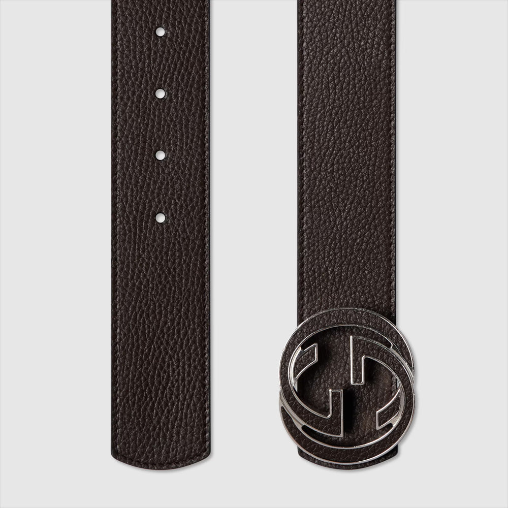 Gucci Reversible belt with Interlocking G buckle (Brown leather reverses to black leather)