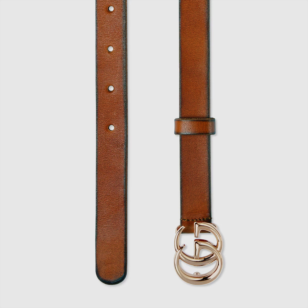 Gucci GG Marmont thin belt (Brown leather)