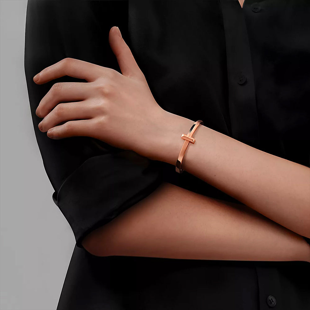Tiffany & Co. Tiffany T T1 玫瑰金鉸鏈寬手鐲