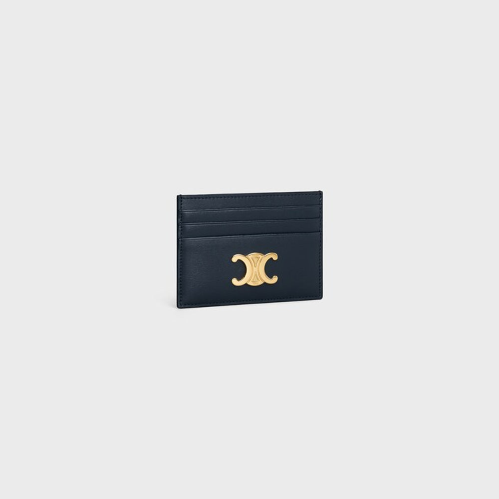 Celine CARD HOLDER TRIOMPHE IN Shiny calfskin (NAVY BLUE)
