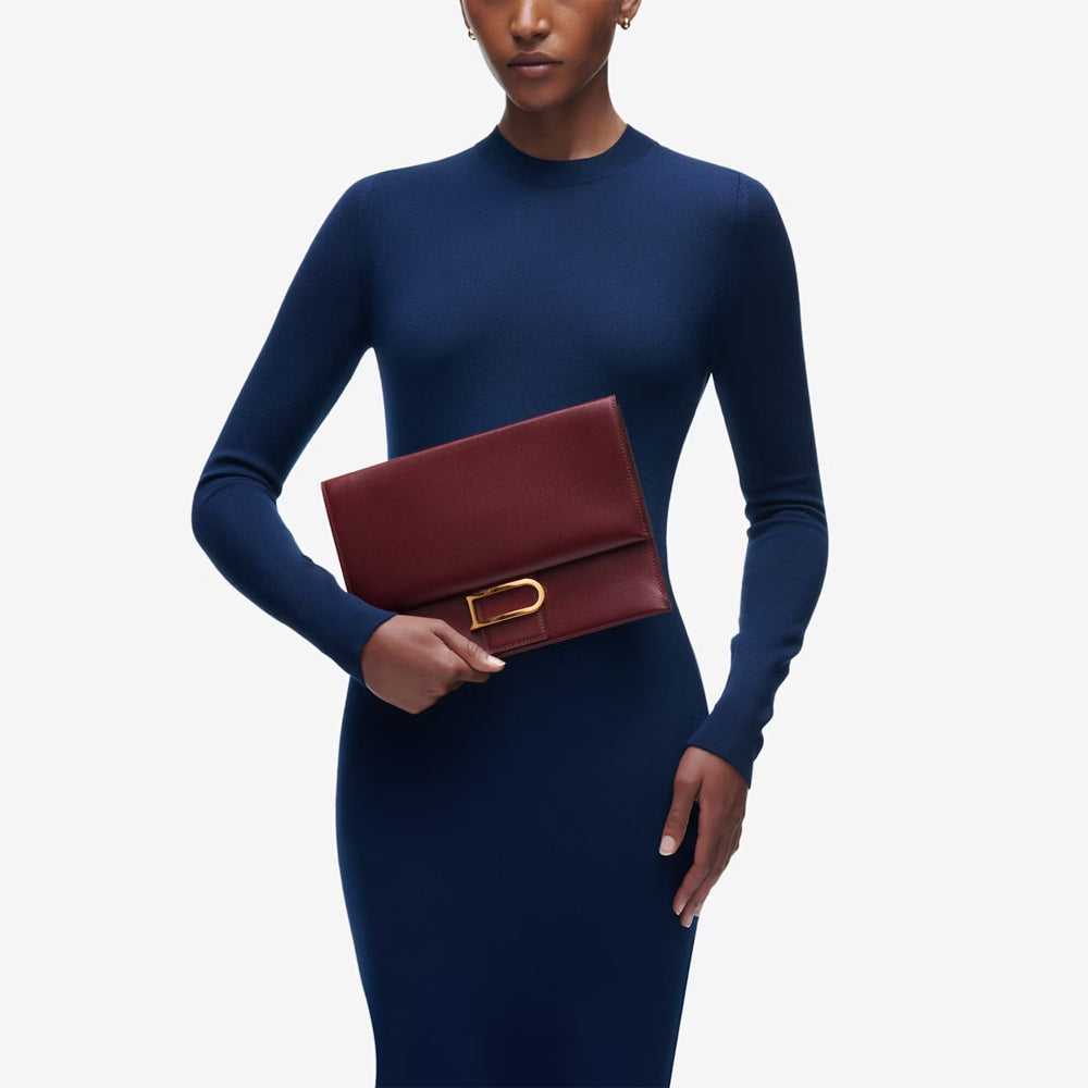 Delvaux Léonce Clutch in Opera Calf (Rosewood)