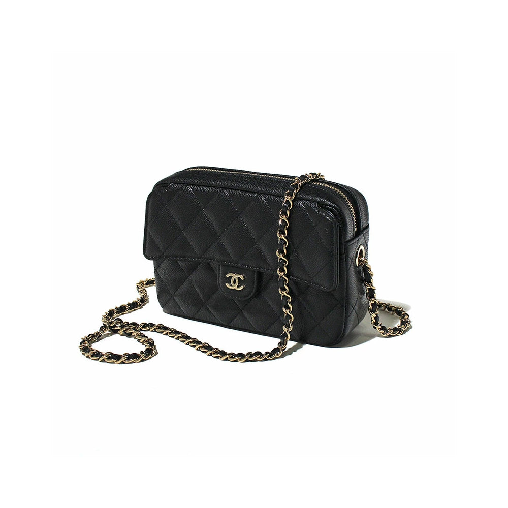 Hong Kong Stock - Chanel Black Calfskin Mini Camera Bag with Chain AP4425