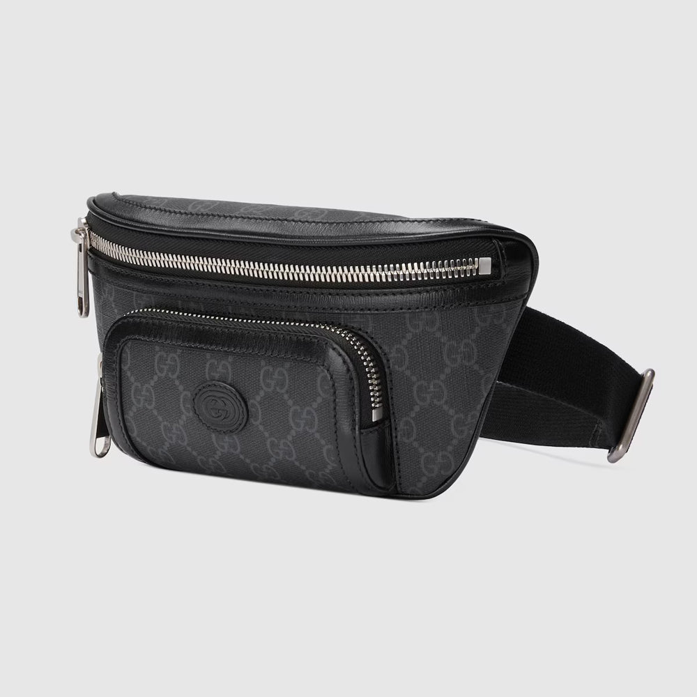 Gucci Belt Bag with Interlocking G (Black GG Supreme canvas)