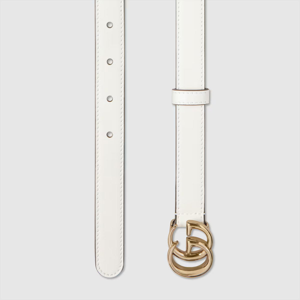 Gucci GG Marmont thin belt (White leather)